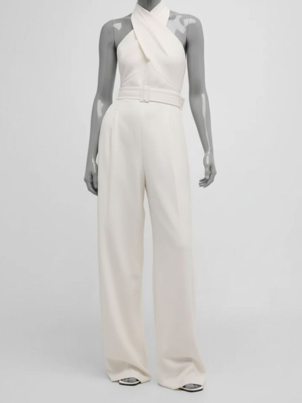 A.L.C. Women's White Murphy High-Neck Wide-Leg Jumpsuit Size 2